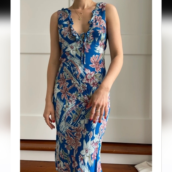 LUCY LOVE vintage floral midi dress size M - Picture 1 of 11